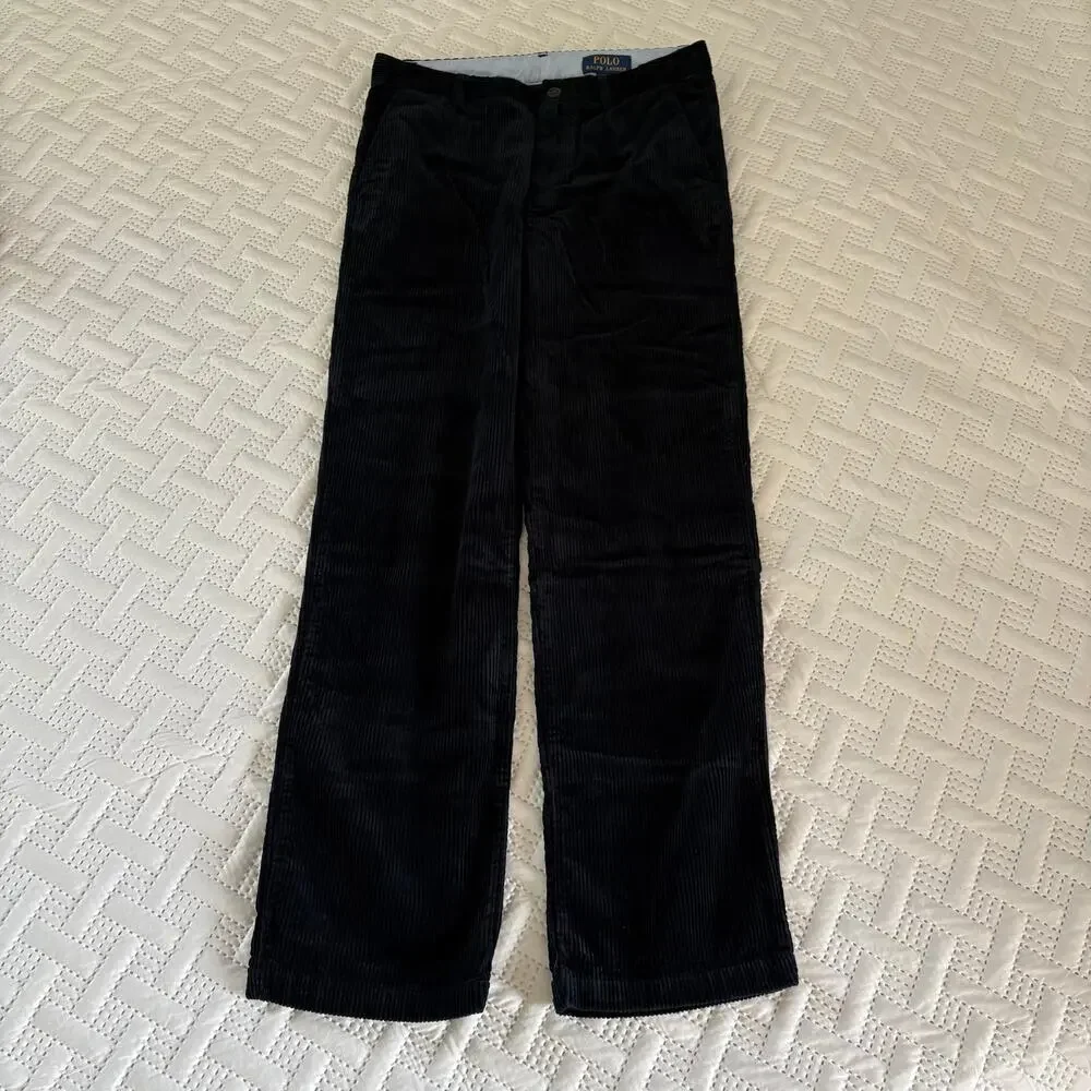 Polo Ralph Lauren Vintage-Vibe Wide-Wale Dark Navy Corduroy Pants Size 16